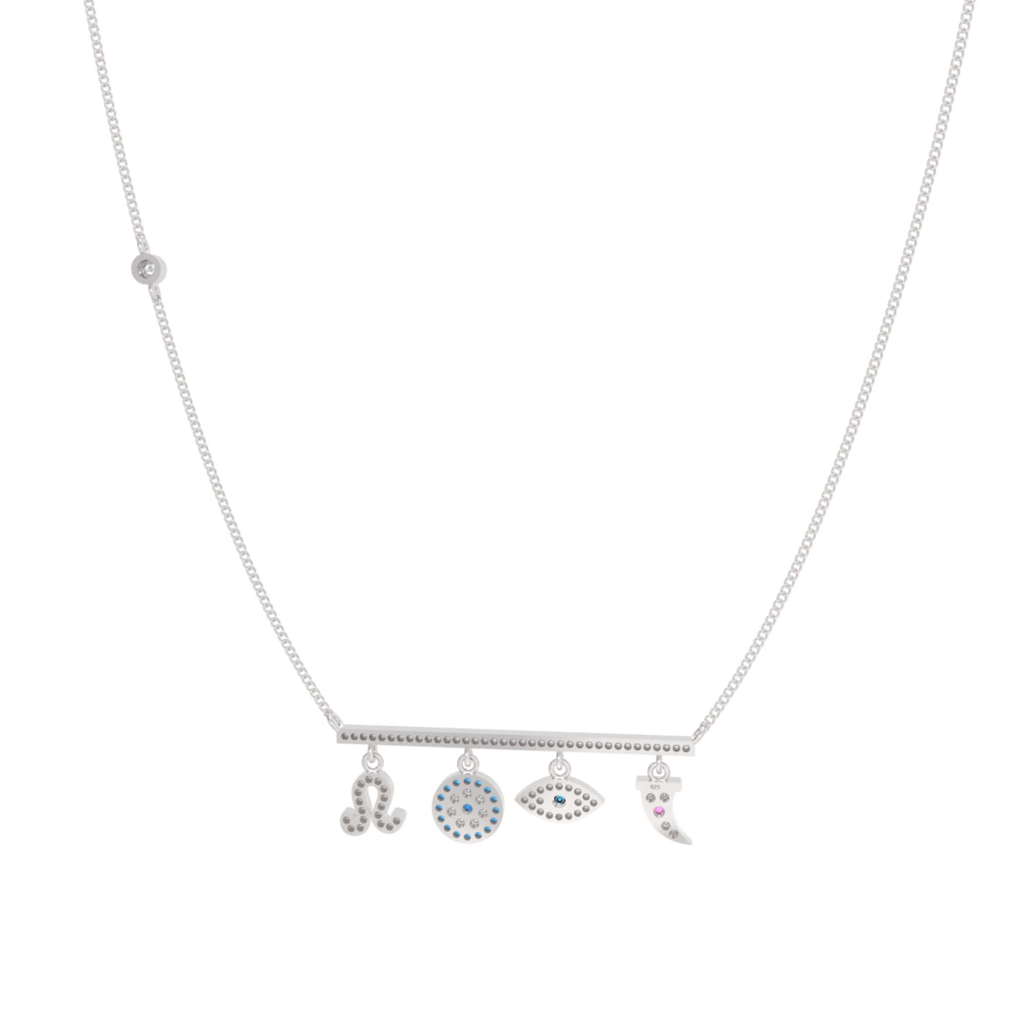 Charms of Faith Necklace, Hallmarked 925 Sterling Silver
